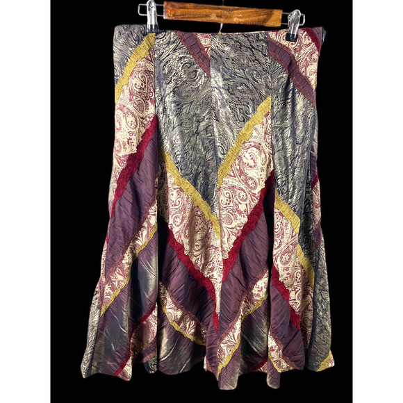 Coldwater Creek Skirt Medium Patchwork Gypsy Core Y2K Boho Artsy Mixed Fabrics - Picture 2 of 12